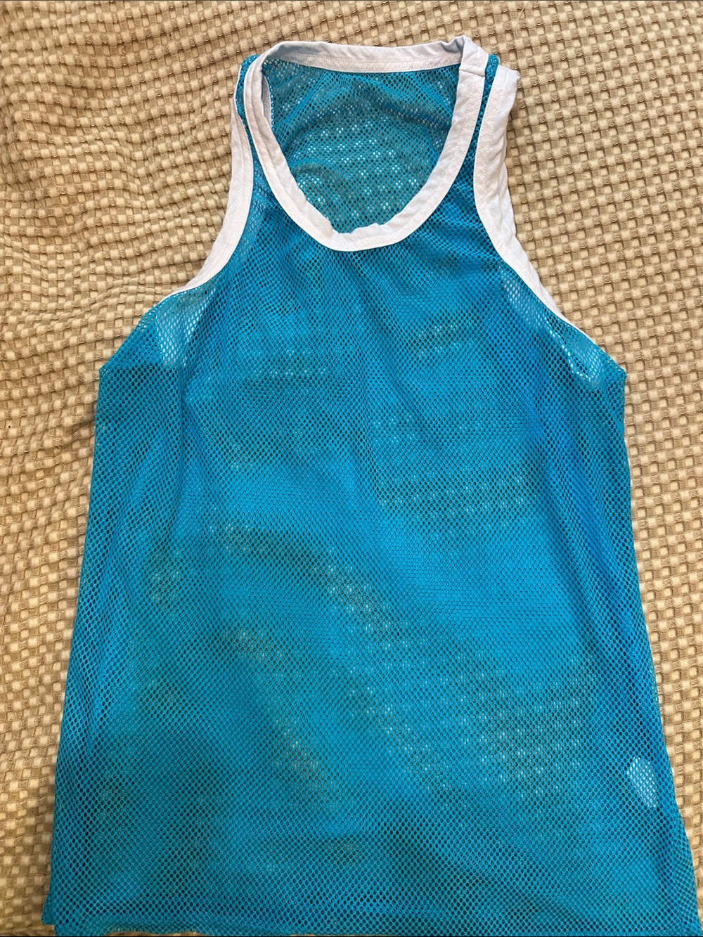 Bright blue mesh Tank with White Trim